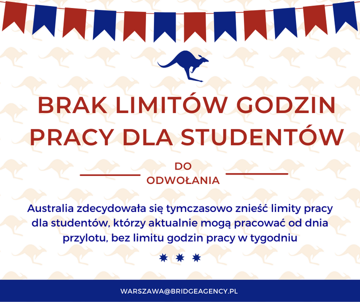 #PracaWAustralii ‼ Czasowe złagodzenie limitu godzin pracy dla posiadaczy wiz studenckich cały c